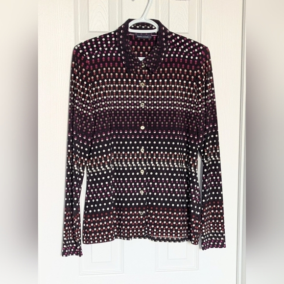 Tommy Hilfiger Women's (S/M) Black Button-Down Blouse w/Multicolored Polka Dots - Picture 1 of 13